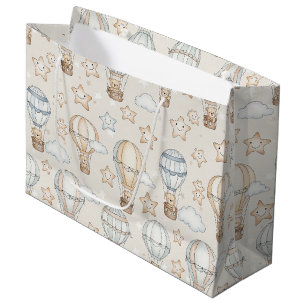 Bolsa De Regalo Grande Oso de peluche lindo globo aerostático Patrón neut