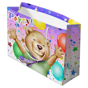 Bolsa De Regalo Grande Oso en el Fiesta de animales con cola de abejas