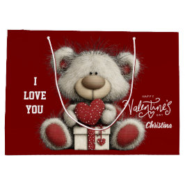 Bolsa De Regalo Grande Oso Lindo Moderno Feliz Día de San Valentín Nombre