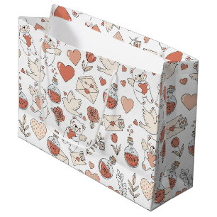Bolsa De Regalo Grande Oso lindo y corazones -- Guardería pastel (12)