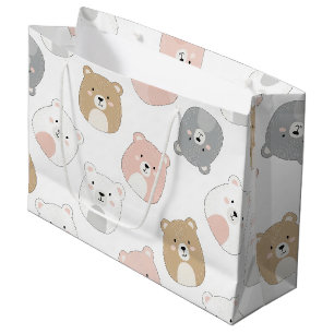 Bolsa De Regalo Grande Oso lindo y corazones -- Guardería pastel (2)