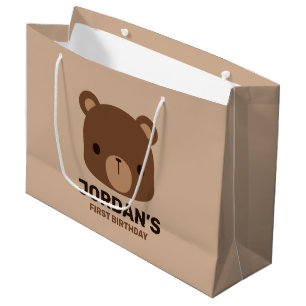 Bolsa De Regalo Grande Oso marrón lindo con nombre personalizado