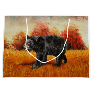 Bolsa De Regalo Grande Oso Negro en el bosque otoñal