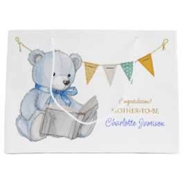 Bolsa De Regalo Grande Oso personalizado leyendo un libro Baby Shower
