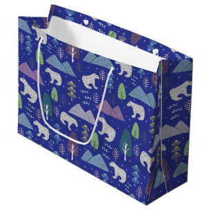 Bolsa De Regalo Grande Oso polar Aventura Artica de Invierno Azul