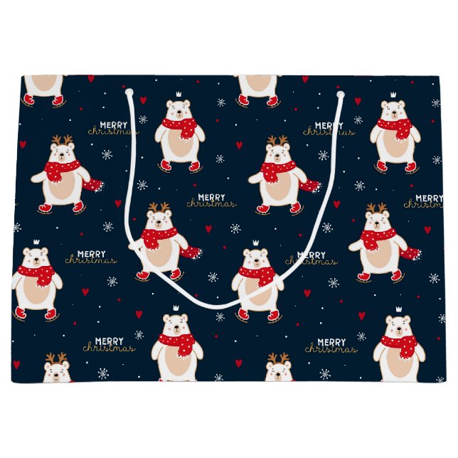 Bolsa De Regalo Grande Oso Polar de Navidad (Anverso)