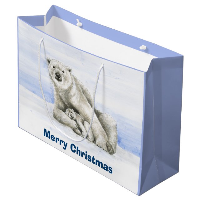 Bolsa De Regalo Grande Oso polar y Cub (Angulo Anverso)