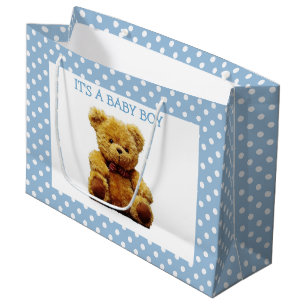Bolsa De Regalo Grande Oso teddy con punka azul y blanco