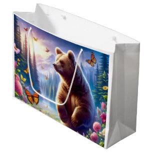 Bolsa De Regalo Grande Oso y mariposas alegres y coloridos