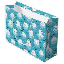 Bolsa De Regalo Grande Osos polares cortos en el patrón de Navidades Sant