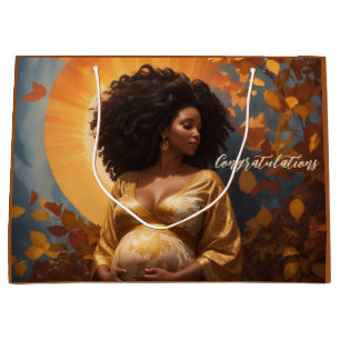 Bolsa De Regalo Grande Otoño madre afrocéntrica en embarazo