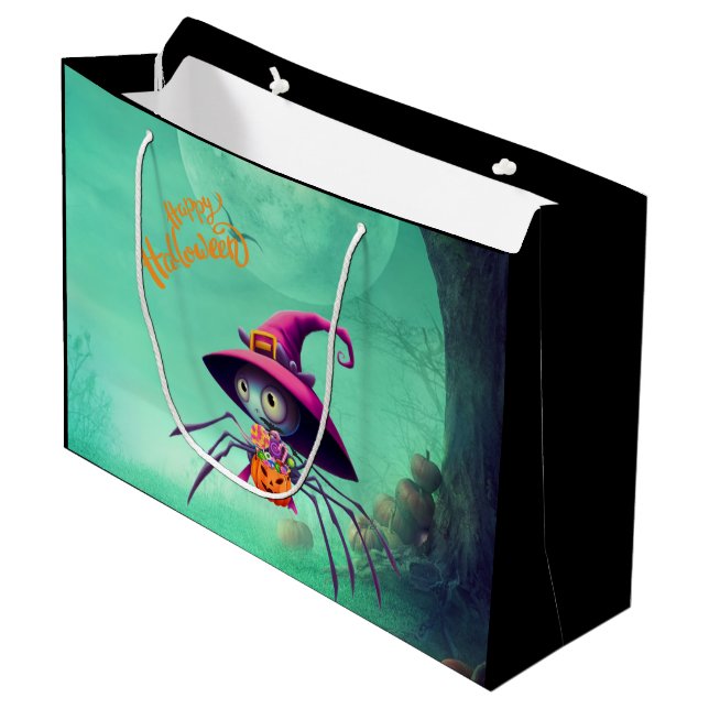 Bolsa De Regalo Grande Otoño/otoño/araña/bruja/halloween (Angulo Anverso)
