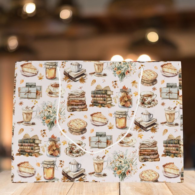 Bolsa De Regalo Grande Otoño Patrón estético básico favorito del otoño (Close up)