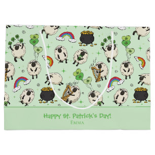 Bolsa De Regalo Grande Ovejas y tréboles del día de San Patricio para niñ