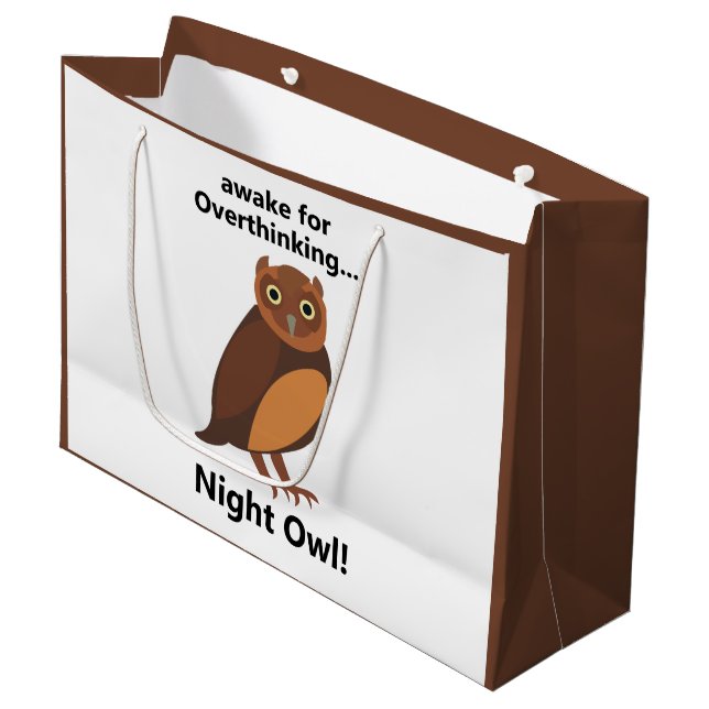 Bolsa De Regalo Grande Overthinking Night Owl Funny (Angulo Anverso)
