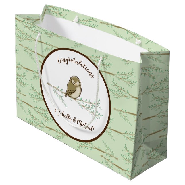 Bolsa De Regalo Grande Owl Woodland Animal Baby Shower (Angulo reverso)