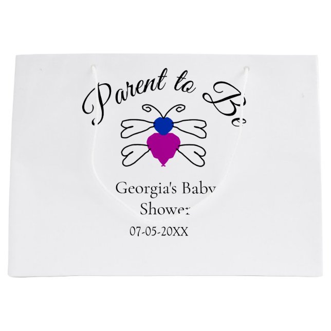 Bolsa De Regalo Grande Padres que son azul, rosa, ducha de bebé, miel abe (Anverso)