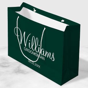Bolsa De Regalo Grande Padrino Personalizado Verde Esmeralda Moderno