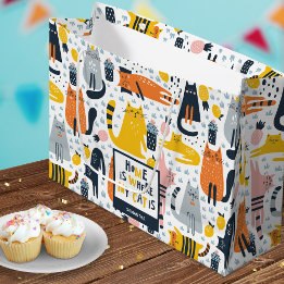 Bolsa De Regalo Grande Página de inicio es donde mi gato es nombre monogr