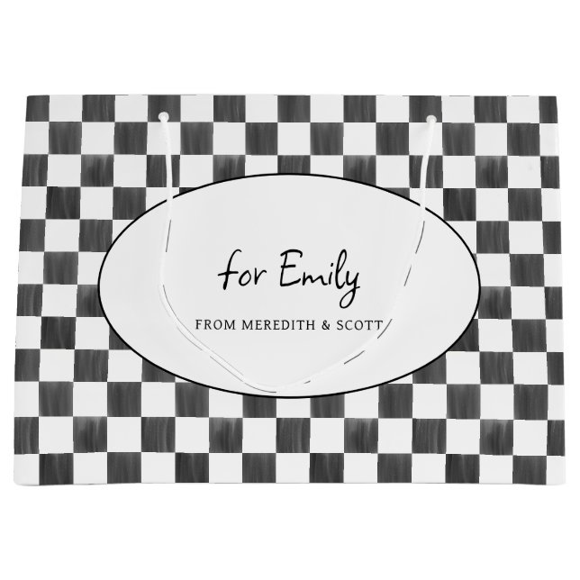 Bolsa De Regalo Grande Painted Black Checkerboard Pattern Personalized (Anverso)