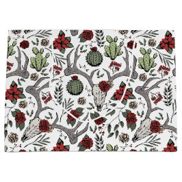 Bolsa De Regalo Grande País Navidades occidentales Floral Rombo de reno