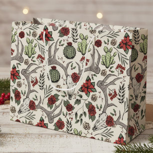 Bolsa De Regalo Grande País Navidades occidentales Floral Rombo de reno