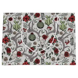 Bolsa De Regalo Grande País Navidades occidentales Floral Rombo de reno