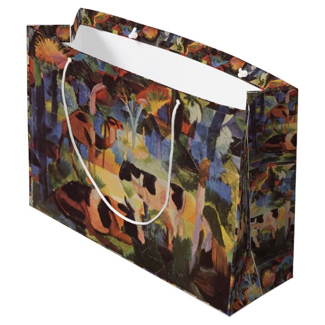 Bolsa De Regalo Grande Paisaje de agosto de Macke con vacas y camello (Angulo reverso)