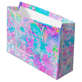 Bolsa De Regalo Grande Paisaje de Hortensias Azul Acuático y Rosa Calient
