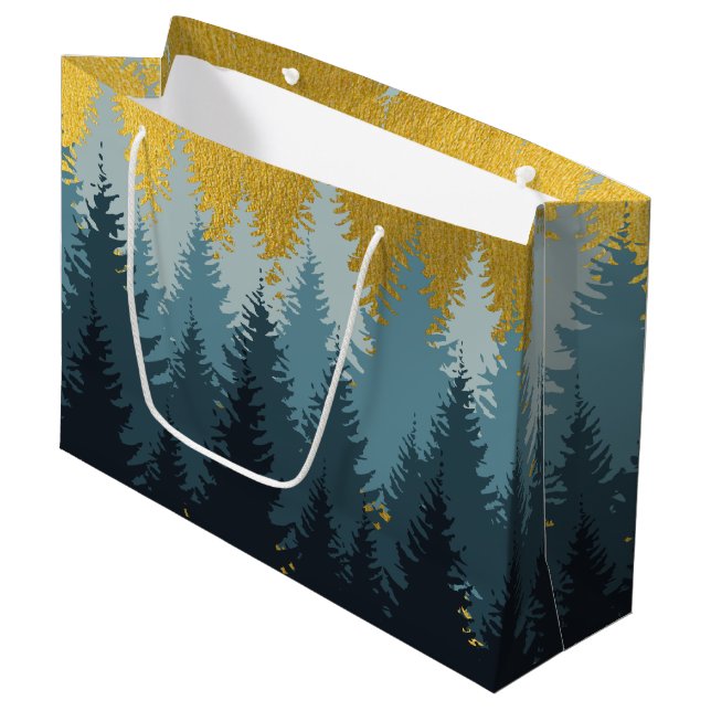 Bolsa De Regalo Grande Paisaje dorado de los árboles forestales (Angulo Anverso)