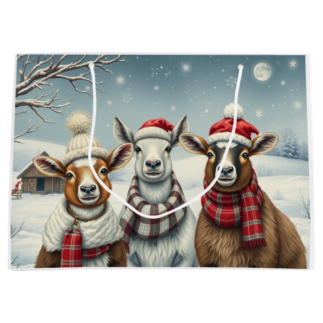 Bolsa De Regalo Grande Paisaje invernal con oveja y cabaña (Anverso)