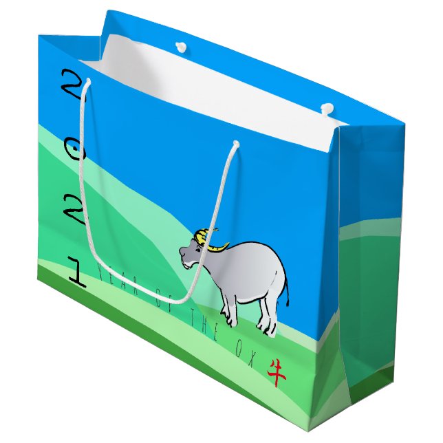 Bolsa De Regalo Grande Paisaje personalizado Ox Año Nuevo chino Zodiac LG (Angulo Anverso)