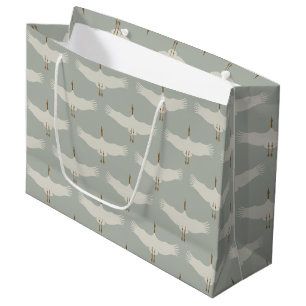 Bolsa De Regalo Grande Pájaros azul turbulentos Neutrales Grullas Patrón 