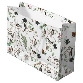 Bolsa De Regalo Grande Pájaros de pollo Berries y Pinecones