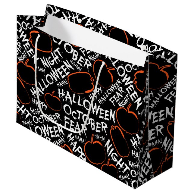 Bolsa De Regalo Grande Palabras espeluznantes de Halloween fiesta patrón  (Angulo Anverso)