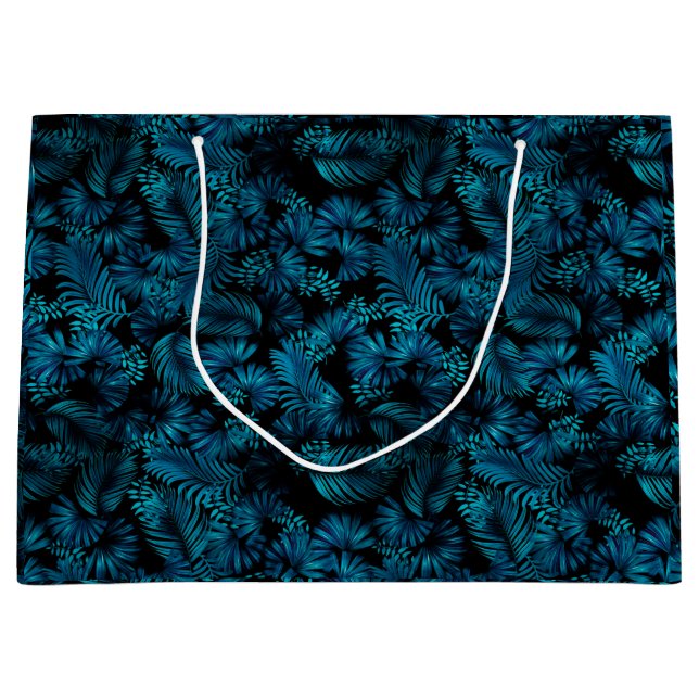 Bolsa De Regalo Grande Palmas de Hawái Azul de Medianoche (Anverso)