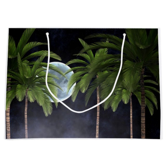 Bolsa De Regalo Grande Palmeras contra la luna (Anverso)