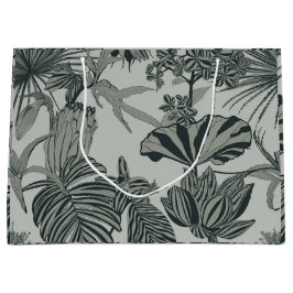 Bolsa De Regalo Grande Palmeras, flores, hojas de monstera tropical.