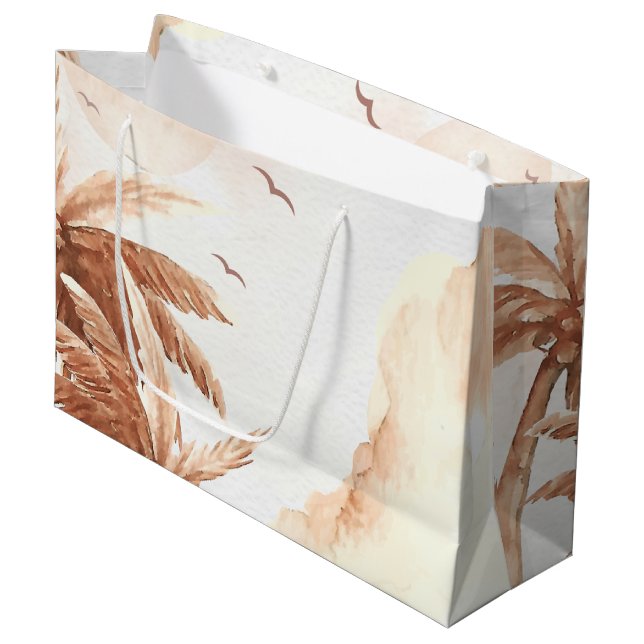 Bolsa De Regalo Grande Palmeras Tropicales Rústicas (Angulo Anverso)