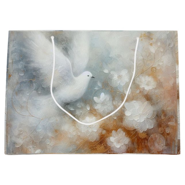 Bolsa De Regalo Grande Paloma de Boda Floral (Anverso)