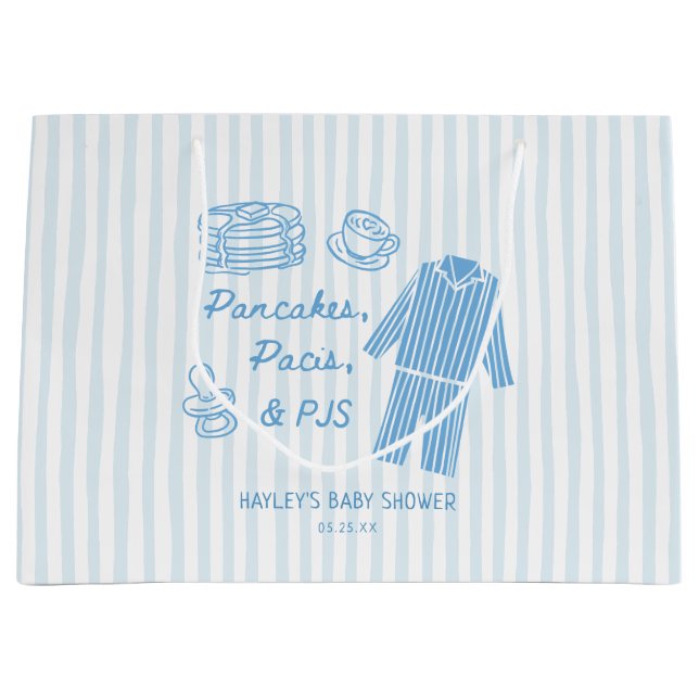Bolsa De Regalo Grande Pancakes, Pacis & PJs Boy Baby Shower (Anverso)