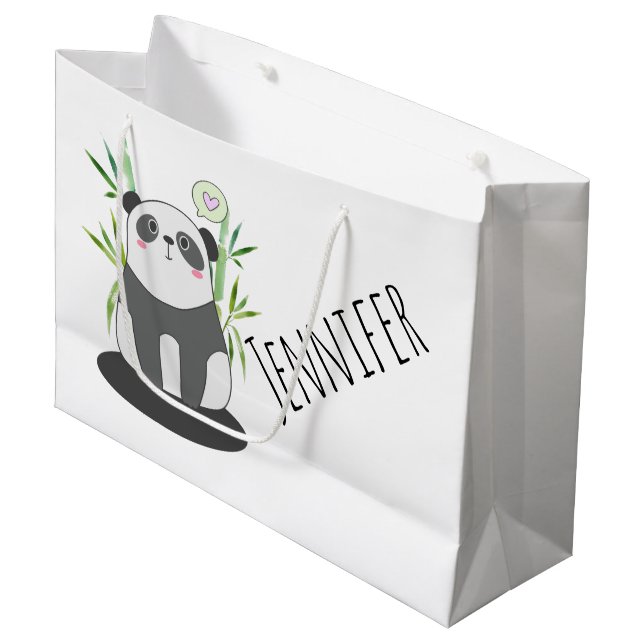 Bolsa De Regalo Grande Panda blanco y negro lindo en Bambú (Angulo Anverso)