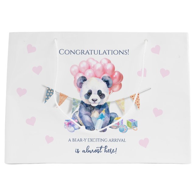 Bolsa De Regalo Grande Panda bunting and balloons Baby Shower (Anverso)