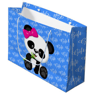 Bolsa De Regalo Grande Panda de bebé lindo con la palabra de regalo negro