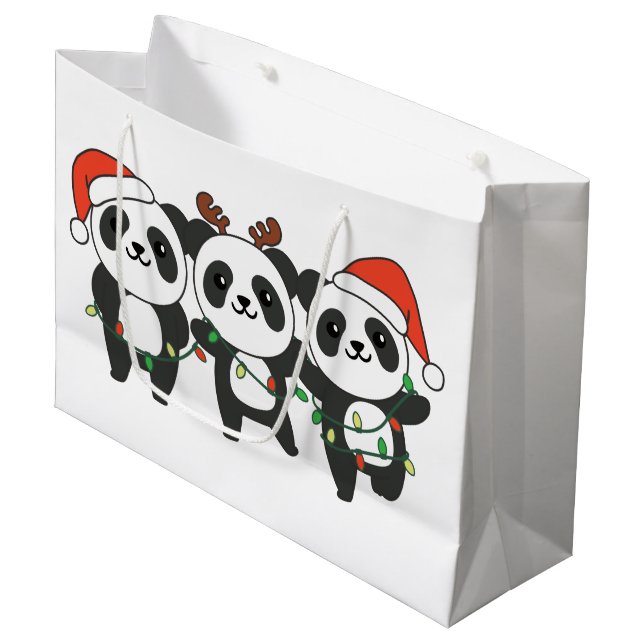 Bolsa De Regalo Grande Panda Navidades Navidades Animales Cute Pandas Lar (Angulo Anverso)