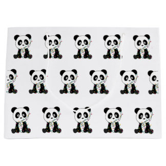 Bolsa De Regalo Grande Panda Navidades Nieve Animales De Invierno Pandas
