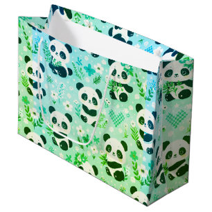 Bolsa De Regalo Grande Panda Patrón de oso Impresión verde