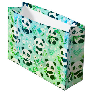 Bolsa De Regalo Grande Panda Patrón de oso Impresión verde