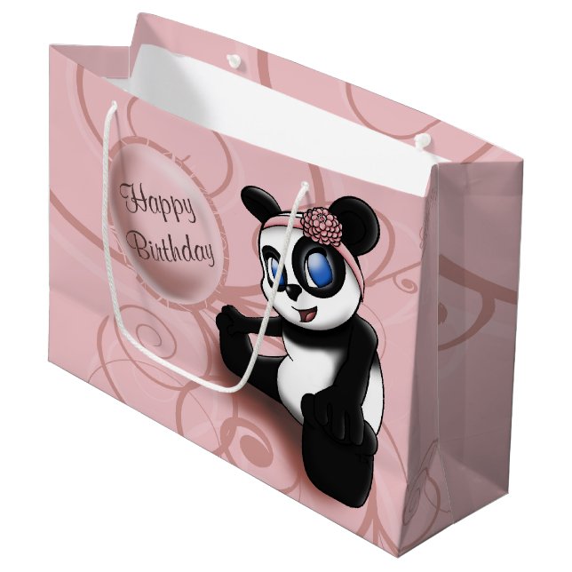 Bolsa De Regalo Grande Panda Pink Birthday (Angulo Anverso)