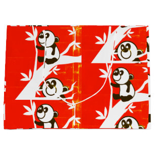 Bolsa De Regalo Grande Pandas cutáneos en un árbol de bambú